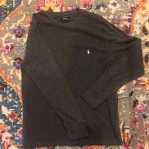 Polo gray thermal crew neck long sleeve shirt